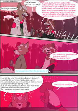 alcohol anthro beverage blush bottomwear brown_body brown_fur clothed clothing dialogue drunk duo eyes_closed fur humor jacket laugh male male/male open_mouth pants pink_blush shirt simple_background smile substance_intoxication teeth text topwear white_body white_fur smallsavant guardians_of_the_galaxy marvel nintendo star_fox fox_mccloud rocket_raccoon canid canine canis fox mammal procyonid raccoon 2019 absurd_res comic digital_media_(artwork) english_text hi_res