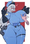 anthro belly_valve female glistening glistening_body handles_on_hips inflatable long_ears nozzle_on_belly painted_clothes police police_officer solo valve_nipple shapeshuffler nina_snowfield animate_inanimate lagomorph living_inflatable living_sex_doll mammal