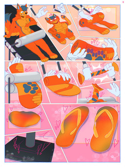 anthro clothing compressed flattened flattening_fetish flip_flops footwear inanimate_transformation insole male permanent permanent_transformation rolled_up sandals shoes solo tail transformation luciotheartistxy squishdingo_(character) canid canine canis dingo mammal comic hi_res