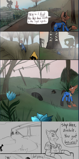 alternate_universe burn_mark female feral hair horn pip-boy ponification profanity text vault_suit wings byjovewhataspend fallout fallout_equestria friendship_is_magic hasbro microsoft my_little_pony mythology fan_character gunners_(fallout) the_sole_survivor_(fallout) canid canine canis domestic_dog earth_pony equid equine horse mammal mythological_creature mythological_equine pit_bull pony unicorn winged_unicorn absurd_res comic english_text hi_res long_image tall_image