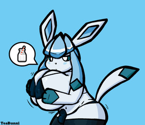 anthro anthrofied big_breasts breast_grab breast_squish breasts bulge fondling gynomorph hand_on_breast huge_breasts intersex pokemorph self_fondle shortstack shortstack_gynomorph shortstack_intersex slightly_chubby solo squish thick_thighs teabunni nintendo pokemon eeveelution generation_4_pokemon glaceon pokemon_(species) 2020 digital_media_(artwork) hi_res