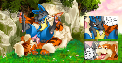 3_toes ambiguous_gender anal anal_penetration animal_genitalia anthro anthro_on_feral anthro_penetrated anthrofied balls bestiality biped black_body black_fur black_nose black_text blonde_hair blue_balls blue_body blue_ears blue_fur blue_sheath bodily_fluids brown_body brown_fur chest_spike claws countershade_torso countershading cum cum_on_face cum_on_tongue cutaway day detailed_background dialogue erection evolutionary_family eyes_closed fangs feet feral feral_penetrating feral_penetrating_anthro feral_with_hair forced forest from_behind_position fur genital_fluids genitals glare grass grey_claws grey_spikes group group_sex hair half-closed_eyes humanoid_genitalia humanoid_genitalia_on_feral humanoid_penis humanoid_penis_on_feral iris larger_male licking lidded_eyes male male/male male_penetrated male_penetrating male_penetrating_male monotone_genitals monotone_penis monotone_tail multicolored_body multicolored_fur narrowed_eyes nature nude open_mouth oral orange_balls orange_body orange_ears orange_eyes orange_fur orange_sheath outside penetration penile penile_penetration penis penis_lick pink_penis pink_tongue plant pokemorph pseudo_clothing pupils quadruped question question_mark rape red_eyes rock same_evolution_group sex sheath short_hair size_difference smaller_ambiguous smaller_male snout speech_bubble spikes spikes_(anatomy) straddling tail teeth text thought_bubble threesome toes tongue tongue_out toony tree trio wood yellow_body yellow_countershading yellow_fur yellow_tail young young_feral gadonstriom nanogrrr nintendo pokemon arcanine canid canine generation_1_pokemon generation_4_pokemon growlithe lucario mammal pokemon_(species) english_text