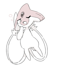 ambiguous_gender feral floating forehead_gem gem looking_at_viewer looking_down looking_down_at_viewer one_eye_closed open_mouth simple_background solo tail yawn yakiniku628 nintendo pokemon azelf generation_4_pokemon legendary_pokemon pokemon_(species) hi_res monochrome
