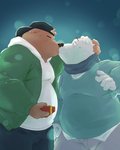 bottomwear brown_body brown_fur clothing duo eyes_closed fur hoodie kemono kissing male male/male overweight overweight_male pants sweater topwear white_body white_fur 0ottotto0 white_day bear mammal 2021 hi_res