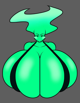big_breasts bikini blush breasts cleavage clothed clothing featureless_breasts female fire gradient_hair green_body hair huge_breasts light looking_at_viewer simple_background sling_bra solo swimwear two-piece_swimsuit ceeezahtheperson f'lata_flare elemental_creature elemental_humanoid fire_creature humanoid digital_media_(artwork) lighting