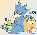 2023 ambiguous_gender anatid anseriform avian beak bird brown_eyes digital_media_(artwork) duck duo_focus erection feet foot_fetish foot_play footjob generation_1_pokemon genitals golduck group hashtag head_grab hi_res id_number looking_at_another looking_happy male membrane_(anatomy) nintendo number paws penis pokemon pokemon_(species) psyduck secretsableye sex simple_background sitting smile tapering_penis text toes two-footed_footjob webbed_feet webbed_hands yellow_body