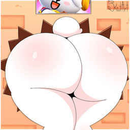 anthro big_butt bubble_butt butt butt_focus butt_stuck female fur furry_tail glistening glistening_butt looking_back nude nude_anthro nude_female pose solo stuck stuck_in_vent tail kiut_art brawl_stars supercell_(company) colette_(brawl_stars) lagomorph leporid mammal rabbit 1:1 hi_res pinup