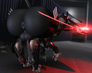 anus backsack balls big_balls big_butt butt crate feral genitals glowing glowing_eyes huge_butt inside looking_back machine male male_feral on_model puffy_anus red_eyes solo tail willie_piv konami metal_gear metal_gear_rising:_revengeance platinumgames blade_wolf canid canine canis mammal robot robot_feral wolf 3d_(artwork) digital_media_(artwork)