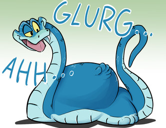 abdominal_bulge after_vore anthro blue_body blue_scales death fangs female feral group male mintsherry oral_vore rumbling_stomach scales teeth trio vore disney zootopia gary_de'snake judy_hopps nick_wilde pit_viper reptile scalie snake viper