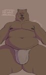 anthro areola barazoku belly belly_overhang big_bulge big_muscles bulge clothed clothing detailed_bulge dialogue front_view fur grey_background huge_bulge inviting looking_at_viewer love_handles male mature_anthro mature_male musclegut muscular muscular_anthro muscular_male navel nipples open_mouth overweight overweight_anthro overweight_male pecs simple_background sitting solo talking_to_viewer text thick_thighs thong topless topless_anthro topless_male tuft underwear calypsomw bear mammal 2025 english_text hi_res signature