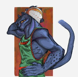 anthro ball basketball_(ball) basketball_uniform biceps bottomwear clothed clothing female fur holding_ball holding_object looking_at_viewer markings melanistic muscular muscular_anthro muscular_female roarball_(ball) shorts simple_background solo sportswear spots spotted_body spotted_fur standing tail text text_on_clothing text_on_topwear tomboy topwear uniform ticaindustries goat_(movie) sony_corporation sony_pictures jett_fillmore felid leopard mammal pantherine digital_media_(artwork) hi_res