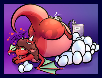 anus ass_up belly big_belly big_butt blush bodily_fluids bow_(feature) bow_accessory bow_ribbon breasts butt container cum cum_container cum_in_vagina cum_inflation cum_inside drooling egg egg_pile expansion female feral genital_fluids genitals hair horn hose hose_in_vagina huge_belly huge_butt hyper hyper_belly immobile inflation looking_pleasured nipples nude penetration puffy_anus pump raised_tail saliva simple_background solo tail thick_thighs tongue tongue_out tube_in_pussy wide_hips wings tulipsanddragons mythology tulip_(tulipsanddragons) dragon mythological_creature mythological_scalie scalie colored digital_drawing_(artwork) digital_media_(artwork) shaded signature