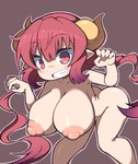 2023 animal_humanoid areola average-hanzo big_areola big_breasts big_nipples blush breasts butt dragon dragon_humanoid female hair horn horned_humanoid huge_areola huge_breasts huge_nipples humanoid humanoid_pointy_ears ilulu looking_at_viewer miss_kobayashi's_dragon_maid mythological_creature mythological_scalie mythology nipples nude red_eyes red_hair scalie simple_background smile smiling_at_viewer solo