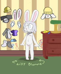 anthro beanie bell blind bottomwear clothing collar collar_only disability female footwear fur genitals hair hat headgear headwear nipples nude scribblings short_hair skirt socks solo vulva white_body white_fur young young_anthro young_female bunnyqueen lilly_blomme_(bunnyqueen) lagomorph leporid mammal rabbit 5:6 hi_res