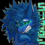 anthro badge blep blue_body blue_fur blue_hair fur fur_markings glowing glowing_eyes glowing_markings green_markings hair heterochromia looking_back male markings solo tongue tongue_out white_body white_fur alexen_0 mythology surge_(surgefloof) dragon furred_dragon furred_scalie mythological_creature mythological_scalie scalie 1:1 absurd_res alpha_channel character_badge_(artwork) colored digital_drawing_(artwork) digital_media_(artwork) headshot_portrait hi_res line_art portrait shaded