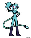 anthro blue_body blue_skin boots clothing crystal female footwear gloves hair handwear long_hair redesign redesigned shoes solo tail_weapon hylesannei spaicy spaicy_chicross alien