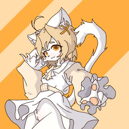 anthro bottomwear clothed clothing embarrassed female genitals posed raised_bottomwear raised_clothing raised_skirt skirt smile solo standing vulva white_body yellow_eyes young cassis felid feline felis mammal 1:1