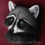 anthro black_body black_fur black_nose fur green_eyes grey_body grey_fur looking_at_viewer male nude solo whiskers white_body white_fur ykoriana mammal procyonid raccoon 1:1 detailed headshot_portrait icon portrait