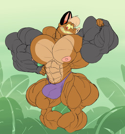 5_fingers abs anthro anthrofied anus biceps big_muscles big_pecs biped black_ears brown_body brown_fur bulge clenched_teeth clothed clothing erect_nipples fingers flexing flexing_bicep forest fur genitals glance gradient_sky green_sky grey_arms hair huge_muscles huge_pecs humanoid_hands hyper hyper_muscles hyper_pecs leaf looking_at_viewer macro male multicolored_body multicolored_fur muscular navel nipples open_mouth open_smile outside pecs penis pink_inner_ear pink_nipples plant pose puffy_anus purple_clothing purple_thong purple_underwear rainforest red_eyes ribs sky small_hands smile smiling_at_viewer snout solo standing tan_body tan_chest tan_fur tan_hair teeth thick_arms thick_calves thick_thighs thong topless topless_anthro topless_male tree two_tone_body two_tone_fur underwear vein veiny_penis wide_hips yellow_sclera df43_(artist) ferngully batty_koda bat mammal megabat 2018 colored detailed digital_drawing_(artwork) digital_media_(artwork) flat_colors hi_res pinup