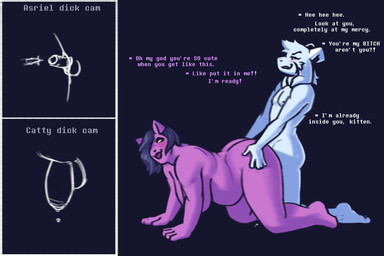 anal anthro anus big_butt big_penis bodily_fluids breasts butt butt_grab can't_reach cum cum_drip dirty_talk doggystyle dripping duo femboy from_behind_position genital_fluids genitals gynomorph gynomorph/male gynomorph_penetrated hand_on_butt humiliation intersex intersex/male intersex_penetrated larger_gynomorph larger_intersex male male_penetrating male_penetrating_gynomorph male_penetrating_intersex oblivious pathetic penetration penis penis_humiliation penis_size_difference profanity sex size_difference slightly_chubby small_penis small_penis_humiliation smaller_male smug text x-ray_view dracozhilla patreon undertale undertale_(series) asriel_dreemurr asriel_dreemurr_(god_form) catty_(undertale) boss_monster_(undertale) felid feline mammal 3:2 english_text hi_res url