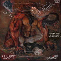 animal_genitalia anthro antlers bodily_fluids bone breath camera canine_genitalia claws cum cum_in_ass cum_inside duo fangs forced forest fur genital_fluids genitals horn horror_(theme) inflated_belly knotting male male/male muscular nipples pawpads plant profanity rape recording red_body red_fur saliva sex skull skull_head struggling teeth text tongue tree artjackal american_mythology indigenous_north_american_mythology mythology north_american_mythology canid canine canis dalmatian domestic_dog humanoid mammal wendigo 1:1 english_text hi_res