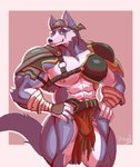 abs anthro armor biceps bottomwear claws clothing loincloth male muscular muscular_anthro muscular_male nipples pecs solo tail dudedle pinumontbalou kemo_coliseum volga_(kemo_coliseum) canid canine canis domestic_dog husky mammal nordic_sled_dog spitz hi_res