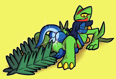 3_fingers 3_toes anthro anthro_on_anthro anthro_penetrated anthro_penetrating anthro_penetrating_anthro backsack balls big_butt blue_balls blue_hair blue_penis blush bodily_fluids butt claws cum cum_from_vagina cum_in_vagina cum_inside cum_on_balls cum_on_butt cum_on_penis cum_splatter cute_fangs erection eyes_closed eyewear eyewear_only fangs feet female female_on_bottom female_penetrated fingers from_front_position genital_fluids genitals glasses glasses_only green_body green_scales grey_eyewear grey_glasses grin hair hand_on_back hug larger_anthro larger_female leaf leaf_tail long_hair looking_down looking_pleasured lying male male/female male_on_top male_penetrating male_penetrating_female missionary_position motion_lines nude on_back on_bottom on_top open_mouth penetration penis red_body red_scales scales sex simple_background size_difference smaller_anthro smaller_male smaller_penetrated smile tail teeth thrusting toe_claws toes wearing_glasses yellow_background yellow_claws ultilix nintendo pokemon ulti_(ultilix) generation_3_pokemon lizard pokemon_(species) reptile scalie sceptile 2025