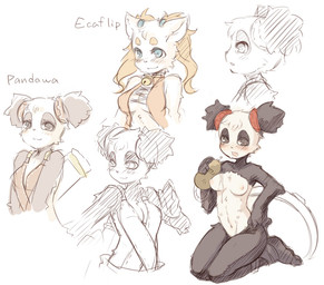 accessory alcohol anthro bell beverage biped blush breasts drunk female food fur kneeling nipples simple_background solo substance_intoxication white_background unknown_artist ankama dofus wakfu bear domestic_cat ecaflip felid feline felis giant_panda mammal pandawa digital_drawing_(artwork) digital_media_(artwork) monochrome multiple_images sketch