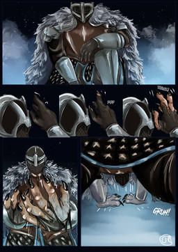 armor clothing male muscular paws solo species_transformation torn_clothing transformation art-accountant elden_ring fromsoftware mythology blaidd_(elden_ring) ranni_the_witch animal_humanoid canid canid_humanoid canine canine_humanoid canis human humanoid mammal mammal_humanoid mythological_canine mythological_creature werecanid werecanine werecreature werewolf wolf absurd_res comic hi_res