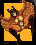 big_breasts breasts feathers feet female genitals looking_down pussy solo spread_legs spreading talons thick_thighs toes wings kristhianquint4 european_mythology greek_mythology mythology realm_of_radiance kyra_(realm_of_radiance) avian harpy humanoid mythological_avian mythological_bird mythological_creature mythological_firebird phoenix hi_res