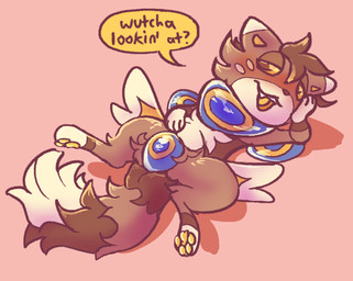 ambiguous_gender dialogue feral fusion null_bulge paws pokemon_fusion presenting question smug_face solo speech_bubble tail talking_feral thick_tail claustrophile nintendo pokemon zippuff buipurret buizel espurr furret generation_2_pokemon generation_4_pokemon generation_6_pokemon pokemon_(species)