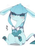 3_toes ambiguous_gender black_pawpads blue_body blush feet feral looking_at_viewer pawpads simple_background sitting solo toes white_background white_ribbon 9999gpera nintendo pokemon eeveelution generation_4_pokemon glaceon pokemon_(species) 2018