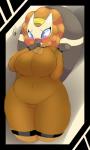 2019 anthro artesjsc bibarel big_breasts big_tail blue_eyes blush breasts brown_body brown_fur clothed clothing digital_media_(artwork) female fur generation_4_pokemon mammal multicolored_body multicolored_fur nara_(artesjsc) nintendo nude pokemon pokemon_(species) rodent slightly_chubby solo suit tail teeth wide_hips