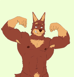 anthro armpit_hair balls bodily_fluids body_hair brown_body brown_fur brown_penis dripping erection flexing flexing_bicep flexing_both_biceps fur genital_fluids genitals holding_own_penis humanoid_genitalia humanoid_penis looking_at_viewer male male_anthro muscular muscular_anthro muscular_male nipples nude nude_anthro nude_male pecs penis precum precum_drip simple_background smile solo standing surprised tail tail_motion tailwag tan_body tan_fur teeth devaney bluey_(series) rusty's_dad_(bluey) australian_kelpie canid canine canis domestic_dog herding_dog mammal pastoral_dog sheepdog 2025 2d_animation animated frame_by_frame hi_res