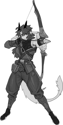 5_fingers aiming anthro biped bottomwear bow_(weapon) breasts claws clothed clothed_anthro clothed_female clothing female finger_claws fingers footwear front_view fully_clothed fully_clothed_anthro fully_clothed_female fur hair holding_object holding_weapon horn pants ranged_weapon shoes simple_background solo standing tail topwear weapon white_background pgm300 blizzard_entertainment mythology overwatch chabett dragon mythological_creature mythological_scalie scalie 2025 absurd_res digital_drawing_(artwork) digital_media_(artwork) hi_res monochrome sketch