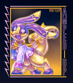 abstract_background ambiguous_gender anthro aroused bottomless clothed clothing digitigrade happy heart_eyes heart_symbol latex long_ears null null_bulge open_mouth pattern_clothing pattern_scarf pink_clothing pink_sweater pink_topwear scarf solo striped_clothing striped_scarf stripes sweater topwear visor_eyes yellow_scarf mintychipart nintendo pokemon generation_6_pokemon helioptile lizard pokemon_(species) reptile scalie 2025 digital_drawing_(artwork) digital_media_(artwork) krita_(artwork) shaded