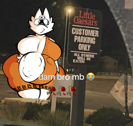 abdominal_bulge belly big_belly big_breasts big_butt breasts butt clothed clothing greek_clothing multi_eye outlines overweight partially_clothed solo text vore little_caesars alien scalie english_text meme