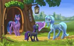 16:10 accessory clothing equid equine female feral friendship_is_magic group hasbro hat headband headgear headwear hi_res hooves horn horse kirillk mammal mane my_little_pony nyx_(mlp) trio trixie_(mlp) twilight_sparkle_(mlp) widescreen wings young young_feral
