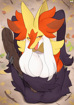 anthro big_breasts blush breasts day female fingers front_view fur grey_body grey_fur high-angle_view holding_object inner_ear_fluff kneeling looking_at_viewer nude nude_anthro nude_female open_mouth open_smile outside pokemorph red_body red_eyes red_fur smile solo teeth tuft yellow_body yellow_fur buta99 nintendo pokemon pokemon_legends_z-a generation_9_pokemon mega_delphox mega_evolution pokemon_(species) 2025 absurd_res digital_drawing_(artwork) digital_media_(artwork) hi_res