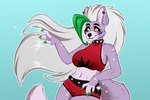 anthro closed_smile ear_piercing ear_ring female fingers fur green_hair hair long_hair long_tail mouth_closed piercing pink_body pink_fur ring_piercing sequins smile solo tail white_hair yellow_eyes volodyanocturne five_nights_at_freddy's five_nights_at_freddy's:_security_breach scottgames steel_wool_studios roxanne_wolf canid canine canis mammal wolf 2023 3:2 digital_media_(artwork)