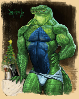 anthro christmas_tree green_body green_scales holidays humanoid_hands male muscular muscular_anthro muscular_male muscular_thighs plant scales solo tree birdrandomart christmas crocodile crocodilian reptile scalie absurd_res hi_res