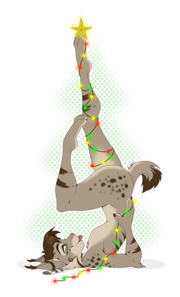 anthro breasts brown_hair christmas_decorations christmas_lights clothed clothing eyebrows eyelashes feathers feet female fingers green_eyes hair holidays legs_up lights nude paws plantigrade pose smile solo star string_lights toes wetsealky christmas nicole_(nicnak044) canada_lynx felid feline felis lynx mammal 2021 absurd_res digital_media_(artwork) hi_res pinup