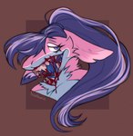 after_vore anthro blood bodily_fluids female fur hair hard_vore solo vore boidbwain fish furred_shark marine sergal shark bust_portrait portrait