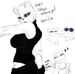 alternate_universe anthro black_body black_eyes bodysuit clothing female intersex intersex/female muscular muscular_female short_tail skinsuit tactical tail tight_clothing ki_kidrew mob_entertainment poppy_playtime smiling_critters bobby_bearhug bear humanoid mammal absurd_res greyscale hi_res monochrome sketch