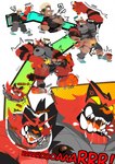 abs anthro balls_outline big_muscles big_pecs bodily_fluids body_size_growth brutification bulge burning bursting_out_of_clothing claws clothed clothing cross-popping_vein detailed_bulge directional_arrow drooling fire fur fur_growth genital_outline green_eyes growth huge_muscles huge_pecs human_to_anthro male markings mostly_nude muscle_growth muscular muscular_anthro muscular_male nipples pawpads pec_expansion pecs penis_outline red_body ripping roaring saliva sharp_teeth simple_background size_transformation snarling snout snout_growth solo species_transformation stripes tail tail_growth teeth torn_clothing transformation transformation_sequence underwear underwear_only yellow_sclera mdcackle nintendo pokemon felid feline generation_7_pokemon human incineroar mammal pantherine pokemon_(species) tiger 2025 digital_drawing_(artwork) digital_media_(artwork) hi_res sequence