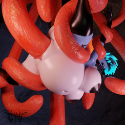 anthro belly big_belly blue_body blue_fur blue_hair cave female fur hair hyper_penetration penetration pregnant pregnant_anthro pregnant_female solo suspension tentacle_penetration tentacles vaginal vaginal_penetration phrostbite rose_(rosepawsarts) canid canine fox mammal rexouium 1:1 3d_(artwork) absurd_res digital_media_(artwork) hi_res
