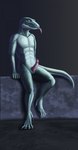 animal_genitalia anthro erection genital_slit genitals green_body green_eyes green_scales looking_at_viewer male nude one_foot_raised pecs penis scales sitting sitting_on_wall solo tongue tongue_out mitokep lizard reptile scalie 2015 hi_res