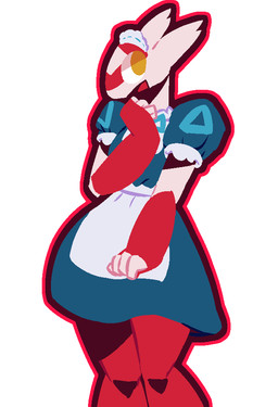 anthro anthrofied clothed clothing dress female maid_uniform multicolored_body outline pokemorph simple_background solo two_tone_body uniform white_background dakuterooty nintendo pokemon generation_3_pokemon latias legendary_pokemon pokemon_(species) aliasing digital_media_(artwork) lineless