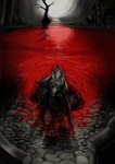 anthro blood bodily_fluids exhausted full_moon male melee_weapon moon ranged_weapon weapon phathusa bloodborne fromsoftware sony_corporation sony_interactive_entertainment the_hunter_(bloodborne) avian bird absurd_res hi_res red_theme