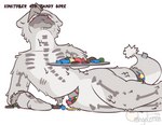 bone_pattern candy candy_gore dessert food food_gore gore heart_eyes heart_symbol lounging male painless_gore pinata presenting simple_background tail white_background moblie inktober kinktober moblie_(character) mammal mustelid otter 2021 hi_res monochrome